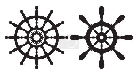 Illustration for Ship steering wheel, Helm Anchor vector icon, Steer icon vector - Royalty Free Image
