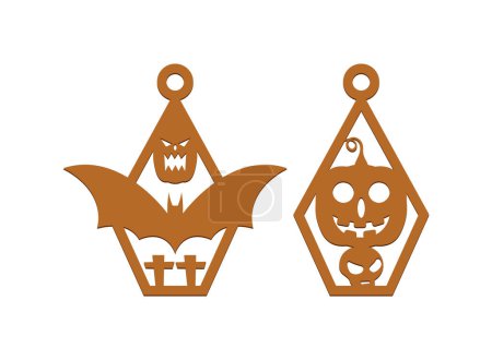 Illustration for Scary Halloween Earring Template SVG Laser Cut File - Royalty Free Image