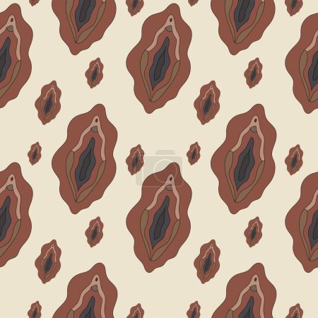 Illustration for Seamless pattern with different type of female labia. Illustrator a vagina. Vector - Royalty Free Image