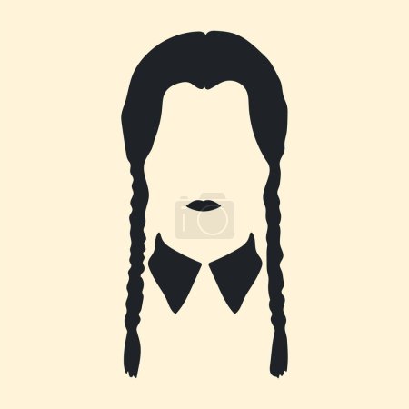 Illustration for Symbol face.Wednesday.  Girl with braids silhouette. Vector - Royalty Free Image