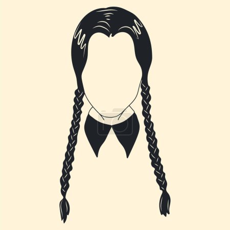 Symbol face.Wednesday.  Girl with braids silhouette. Vector