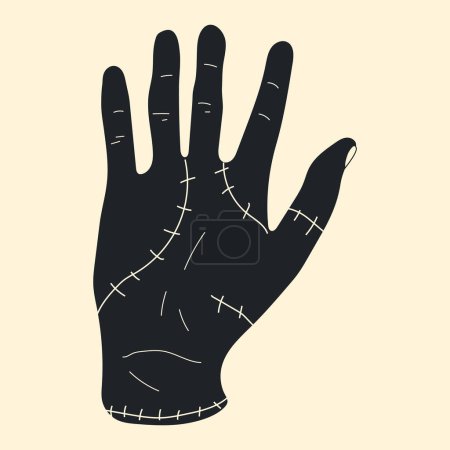 Ilustración vectorial de una espeluznante mano zombi. Todos los elementos están aislados
