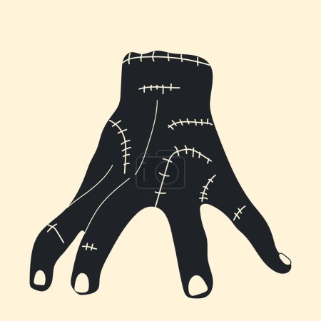 Illustration vectorielle d'une main de zombie effrayante. Tous les éléments sont isolés