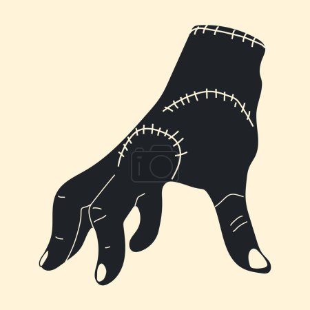 Illustration vectorielle d'une main de zombie effrayante. Tous les éléments sont isolés