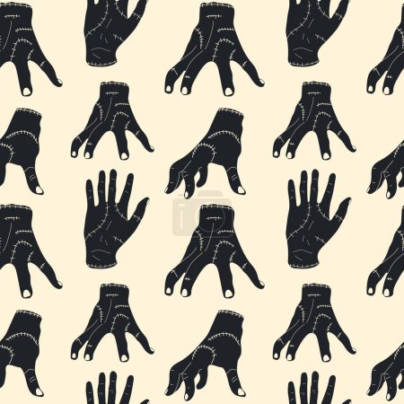 Illustration for Seamless pattern Vector illustration of a creepy zombie hand - Royalty Free Image