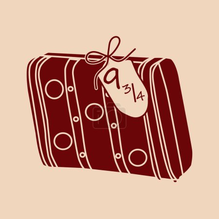 Téléchargez les illustrations : A Digital Artwork vector of an Old Retro Suitcase with tag - en licence libre de droit