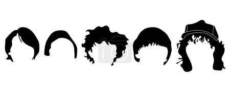 Ilustración de Set of Symbol face. Stranger things. Hairdo silhouette. Vector - Imagen libre de derechos