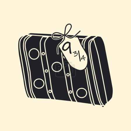 Téléchargez les illustrations : A Digital Artwork vector of an Old Retro Suitcase with tag - en licence libre de droit