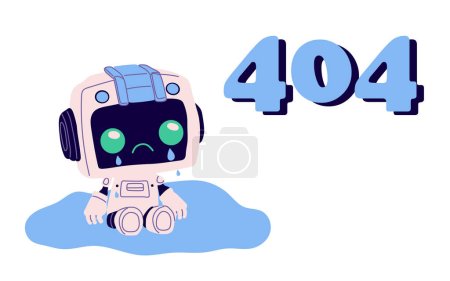 Illustration for 404 error page design. Web site problem, failure, website access denied concept. Unavailable webpage, inaccessible network mistake. Flat graphic vector illustration isolated on white background - Royalty Free Image