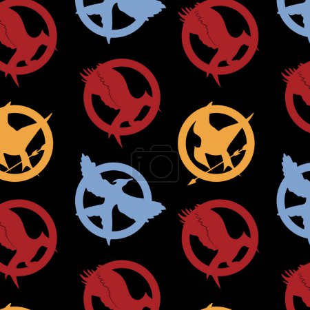 Illustration for Seamless pattern with Bird signs Mockingjay. Vector - Royalty Free Image