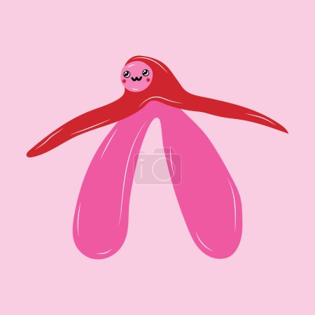 Ilustración de Sistema reproductivo del clítoris con ojos kawaii. Glándulos del clítoris. Tema feminismo y órganos genitales femeninos. Vector en estilo de dibujos animados. - Imagen libre de derechos