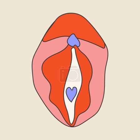 Illustration for Beauty female reproductive system. Vulva. Illustrator a vagina. - Royalty Free Image
