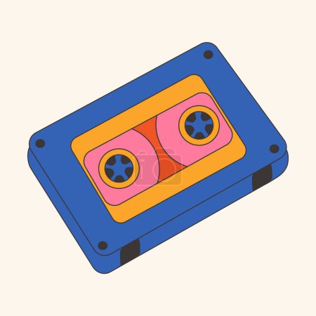 Rétro, icône isolée sur cassette. Illustration vectorielle