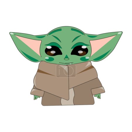 Ilustración de Lindo bebé Yoda, Grogu. Personaje de dibujos animados - Imagen libre de derechos