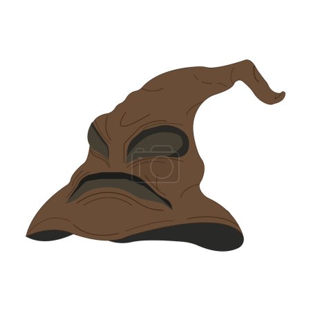 Illustration for Sorting hat for wizards. Vector set in cartoon style. All elements are isolated - Royalty Free Image