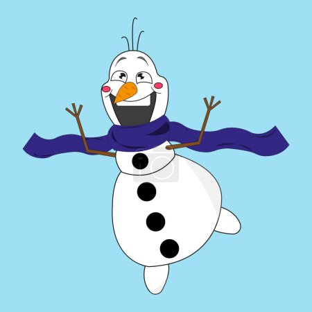 Cute Cartoon Christmas snowman character. Vector