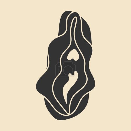 Illustration for Beauty female reproductive system. Vulva. Illustrator a vagina. Vector in hand drawn - Royalty Free Image