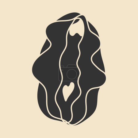 Beauty female reproductive system. Vulva. Illustrator a vagina. Vector in hand drawn