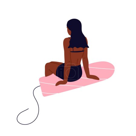 Eine Frau sitzt auf einem Tampon. Mädchen mit Menstruationszeit, Menstruation, prämenstruellem Syndrom, PMS, weiblichem Fortpflanzungssystem.