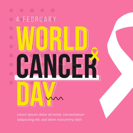 Téléchargez les illustrations : Instagram post for world cancer day design template vector - en licence libre de droit