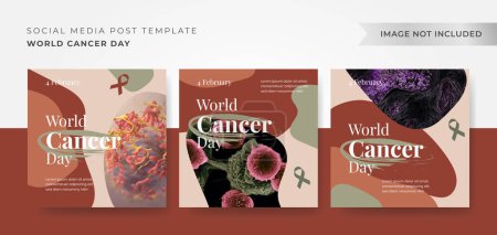 Téléchargez les illustrations : Square instagram post of world cancer day set collection - en licence libre de droit