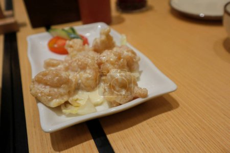 shrimp with mayonaisse on restaurant
