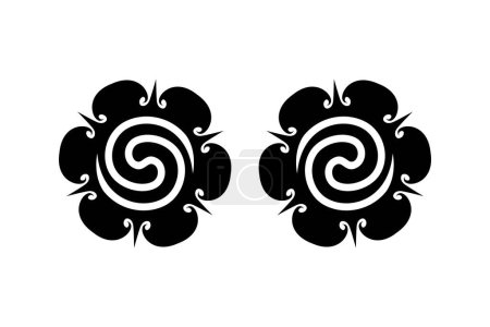 Téléchargez les illustrations : Borneo Flower Symbol, Tribal Traditional Borneo Ethnic Tattoos - en licence libre de droit
