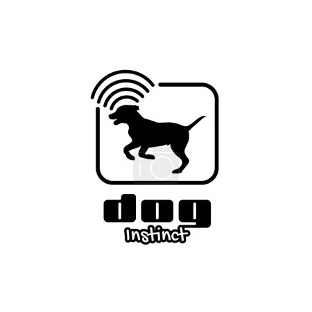 Illustration for Dog Silhouette With Signal Icon For sniffer dog Logo Symbol - Royalty Free Image