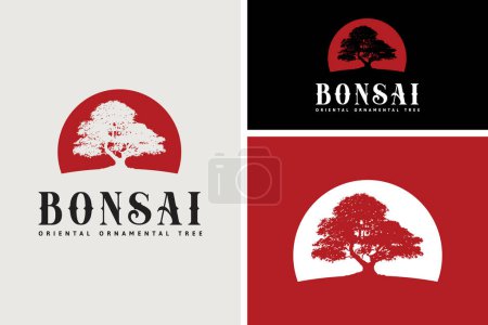 Ilustración de Diseño de inspiración de logotipo de etiqueta de árbol de arce Bonsai - Imagen libre de derechos
