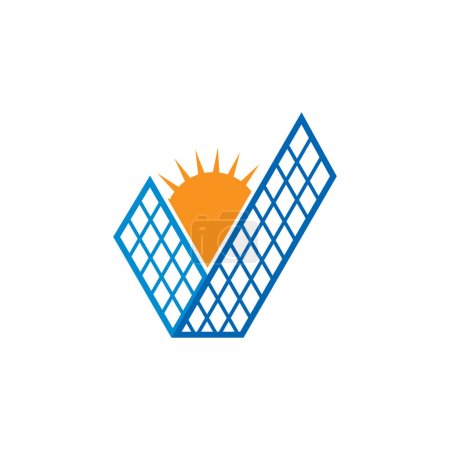 Ilustración de Letra V Panel solar icono del logotipo Stock vector - Imagen libre de derechos
