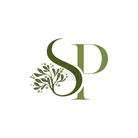 Téléchargez les illustrations : Letter SP Luxury With Olive Oil Tree Logo Icon Vector - en licence libre de droit