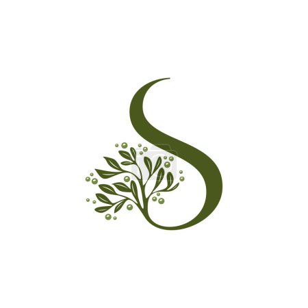 Ilustración de Letter S Luxury Olive Oil Tree Logo Icon Vector - Imagen libre de derechos