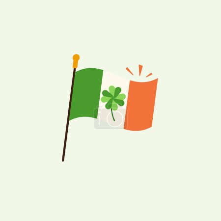 Logo Design Happy St.Patrick's Day drapeau de trèfle drapeau irlandais. icon design élément vecteur