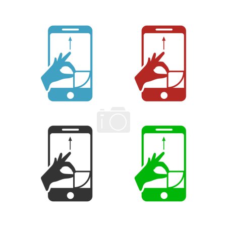 Illustration for Vector mobile screen protection logo design icon suitable for business cellphone screen protectors - Royalty Free Image
