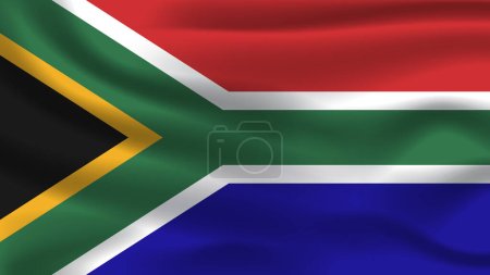 Téléchargez les photos : Illustration concept indépendance Nation symbole icône réaliste agitant drapeau 3d coloré Pays de Afrique du Sud - en image libre de droit