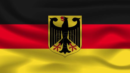 Téléchargez les photos : Illustration concept indépendance Nation symbole icône réaliste agitant drapeau 3d coloré Pays de Allemagne - en image libre de droit