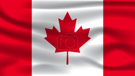 Illustration concept independence Nation symbol icon realistic waving flag 3d colorful Country of Canada