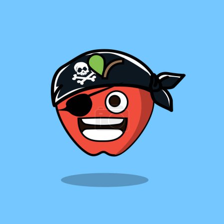 Téléchargez les illustrations : Art illustration Doodle Kawaii Fruits Symbol Character Apple Mascot Wear Hat - en licence libre de droit