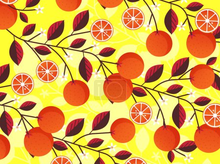 Téléchargez les photos : Art illustration fond motif sans couture icône symbole logo fond d'écran de fruits tranchés orange citron - en image libre de droit