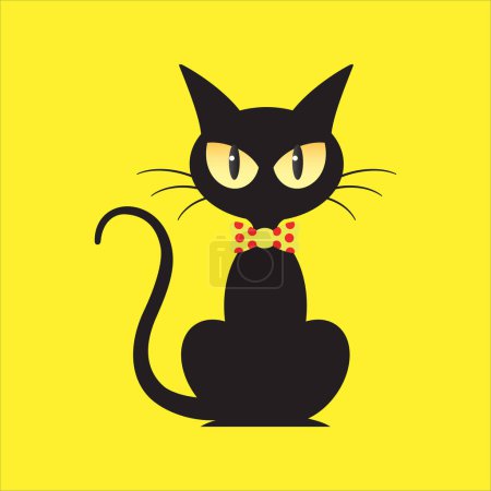 Téléchargez les photos : Illustration d'art fond design sans couture concept icône colorée symbole logo de chat noir - en image libre de droit