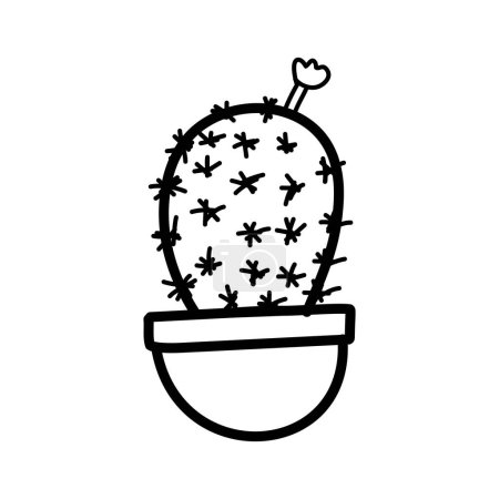 Téléchargez les photos : Art illustration conception croquis dessin à la main concept icône logo coloré symbole conception de cactus pot - en image libre de droit