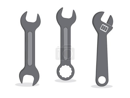 Icono de símbolo de ilustración de arte objeto herramientas de trabajo diseño práctico trabajador logotipo de la llave inglesa
