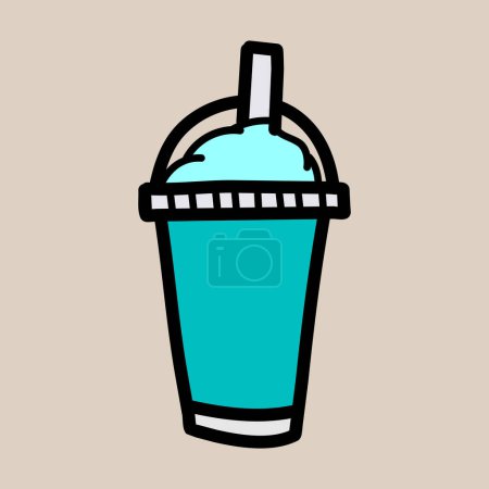 Téléchargez les photos : Illustration d'art symbole plat icône coloré conception logo de boisson jus milkshake - en image libre de droit