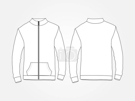 Téléchargez les illustrations : Art illustration design clothes concept fashion wear isolated mock up of jacket track top sport zipper - en licence libre de droit