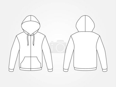 Téléchargez les illustrations : Art illustration design clothes concept fashion wear isolated mock up of hoodie jacket zip front pocket - en licence libre de droit