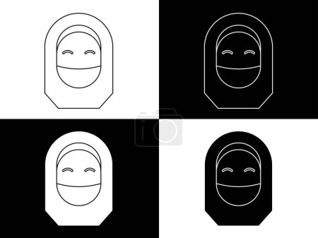 Illustration for Art illustration design icon logo with silhouette concept symbol of women headscarf - Royalty Free Image