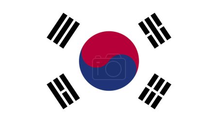 Téléchargez les photos : Illustration concept indépendance Nation symbole icône réaliste agitant drapeau 3d coloré Pays de Corée du Sud - en image libre de droit