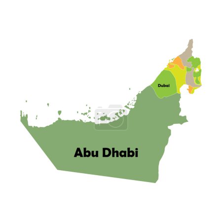 Téléchargez les illustrations : Émirats arabes unis Modèle de carte vectorielle - en licence libre de droit