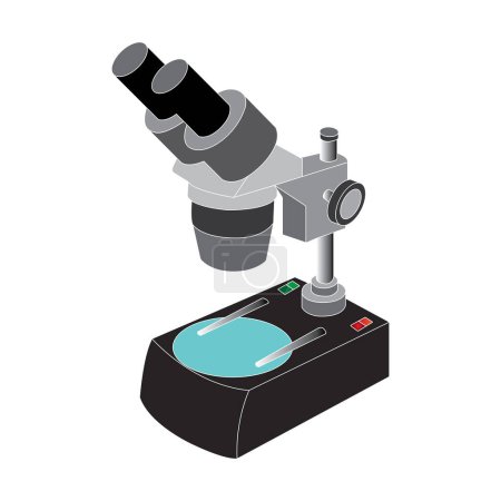 Ilustración de Icono del microscopio vector, ilustración del diseño del logotipo y fondo médico. - Imagen libre de derechos
