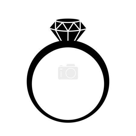 Téléchargez les illustrations : Modèle de dessin vectoriel icône bague diamant illustration - en licence libre de droit